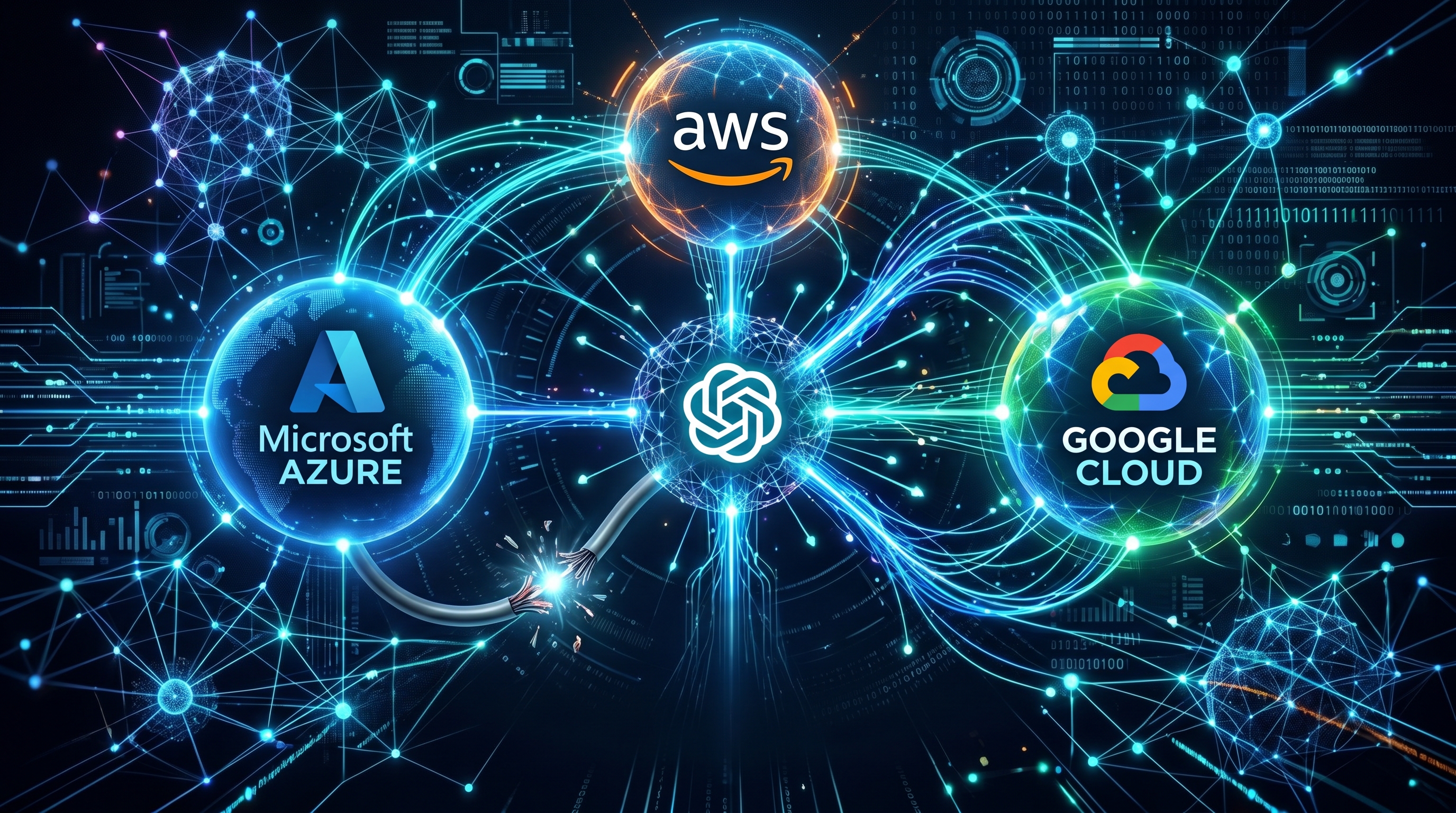 Abstract tech infrastructure visualization representing data systems and AI platform architecture