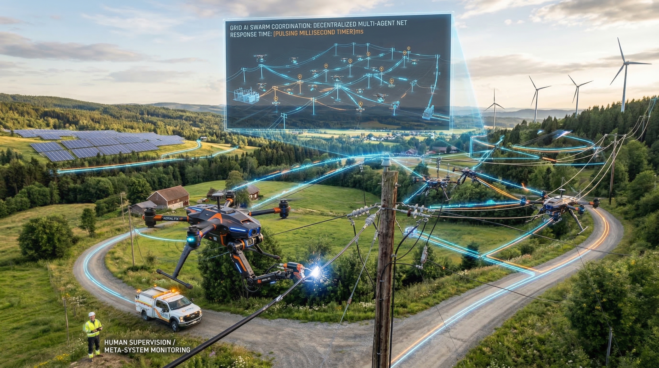 Multi-agent AI coordination across distributed grid infrastructure